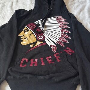 Black Hoodie with Native Chief Graphic